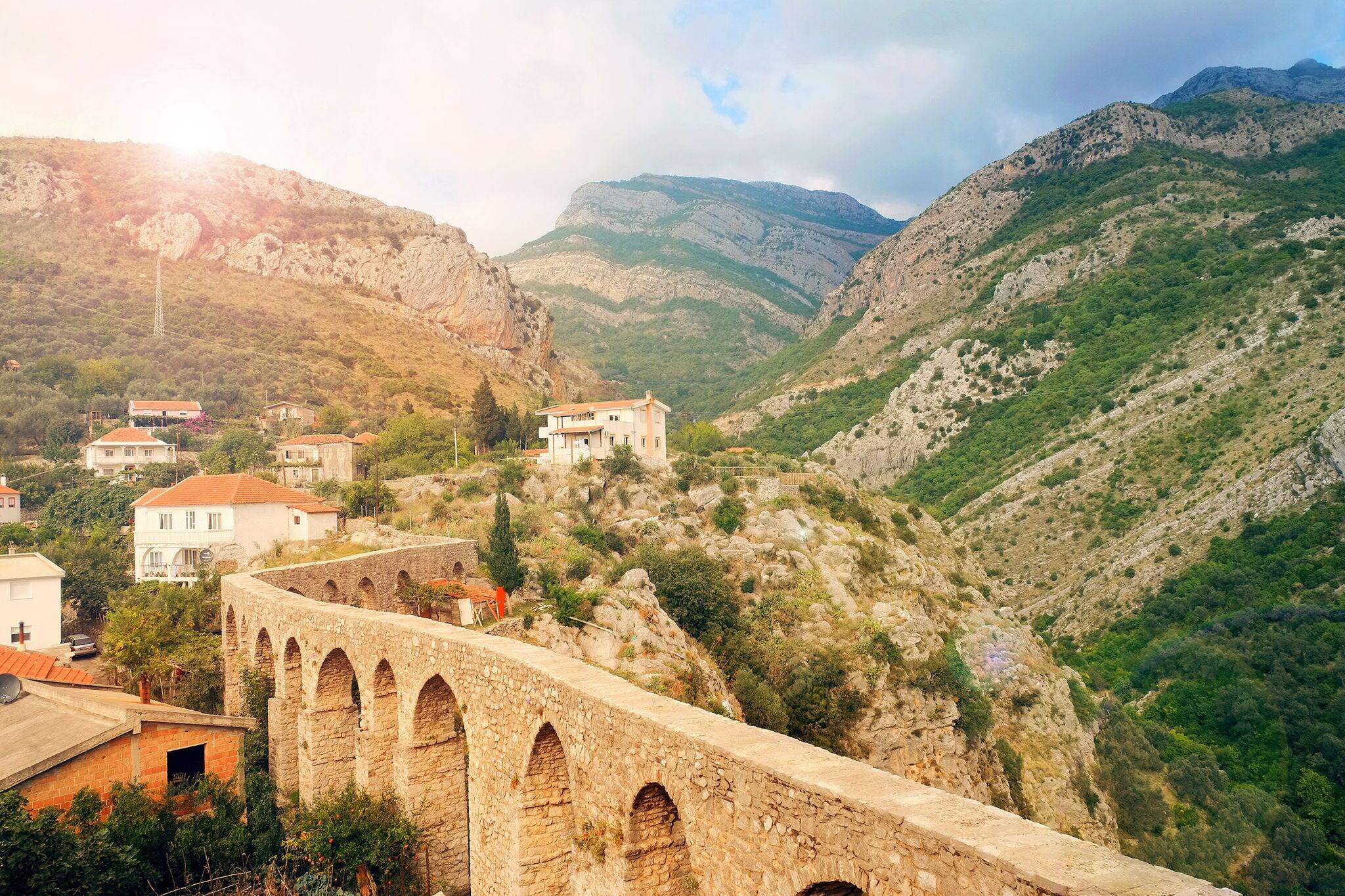 Ancient aqueduct in Old Bar, Montenegro