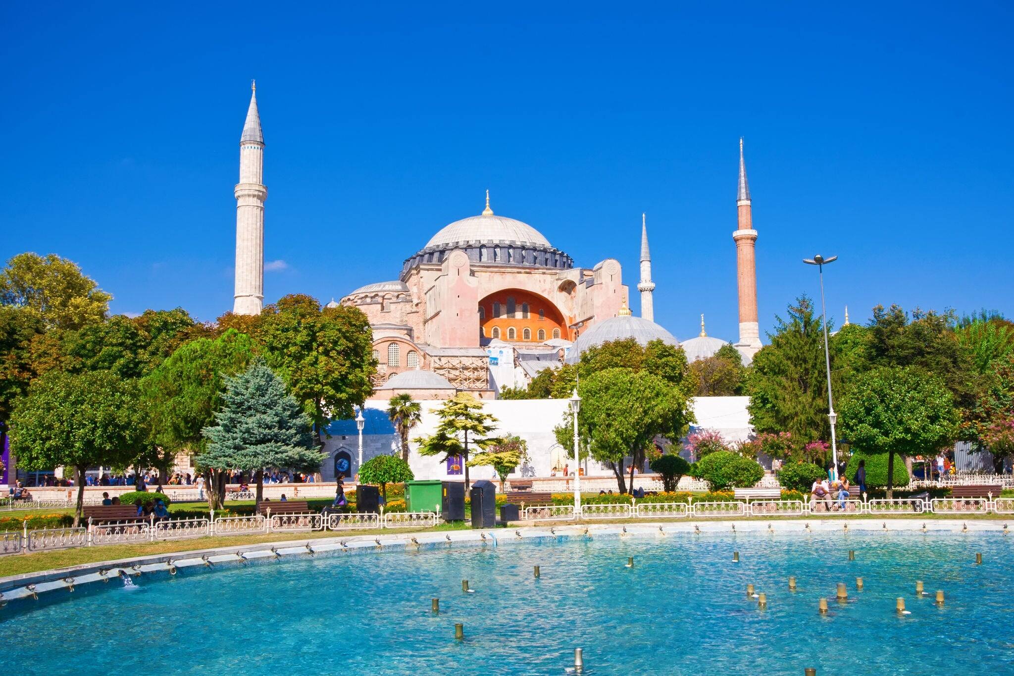 Beautiful view of  Hagia Sophia in Istanbul, Turkey