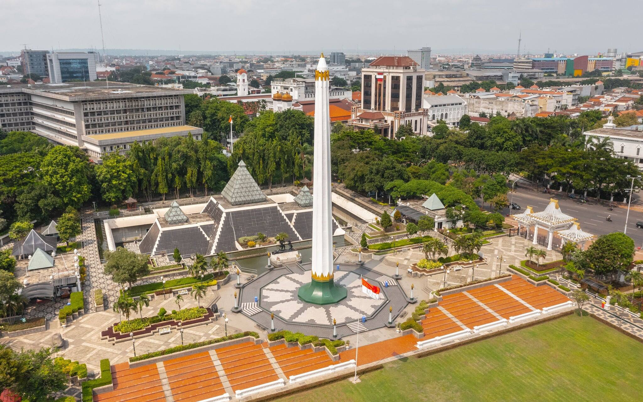 Aerial view of Heroes Monument in Surabaya