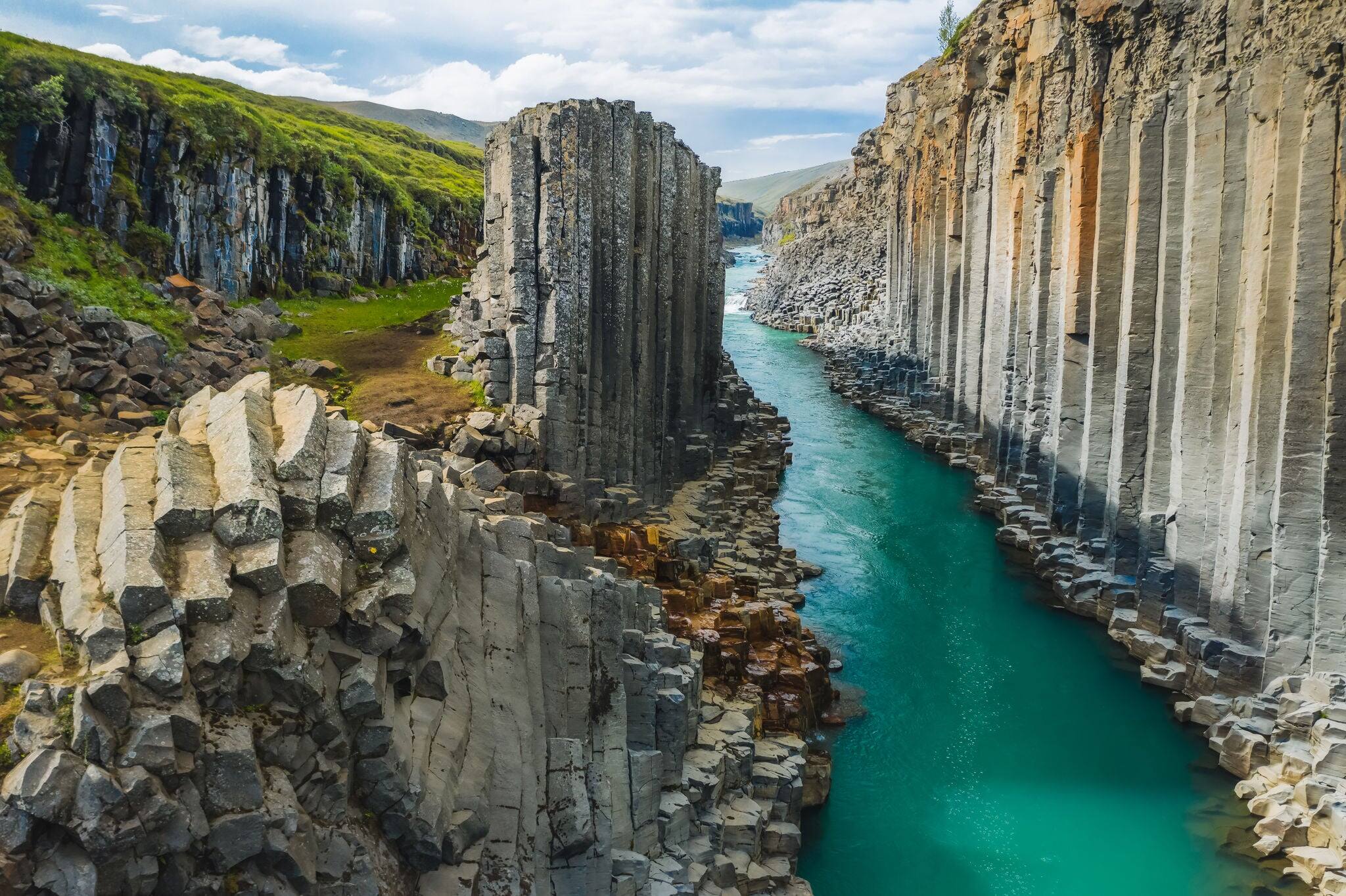 Studlagil basalt canyon, Iceland. One of the most epic and wonderfull nature sightseeing in Iceland.