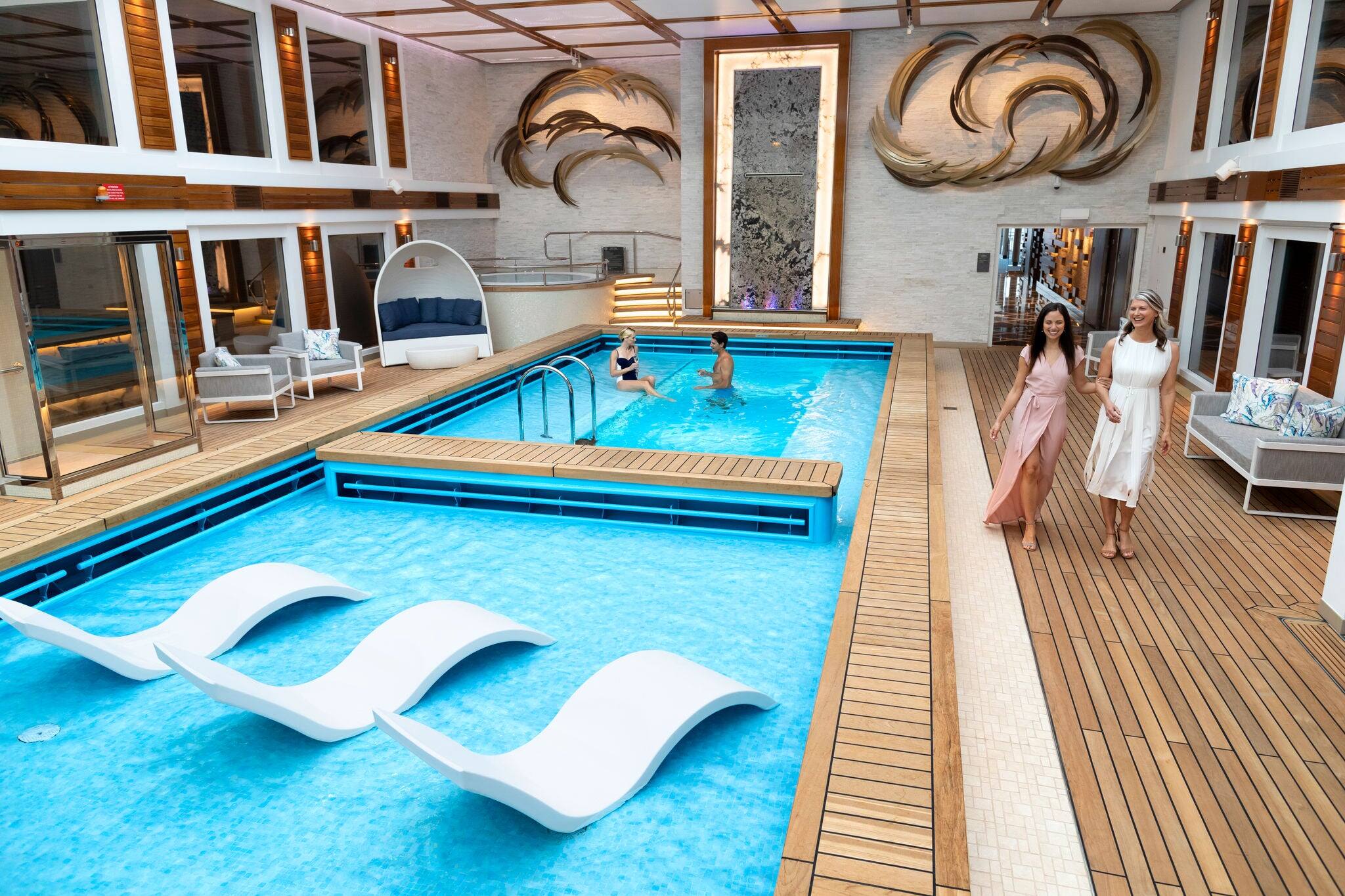 Guests in Haven Courtyard and pool