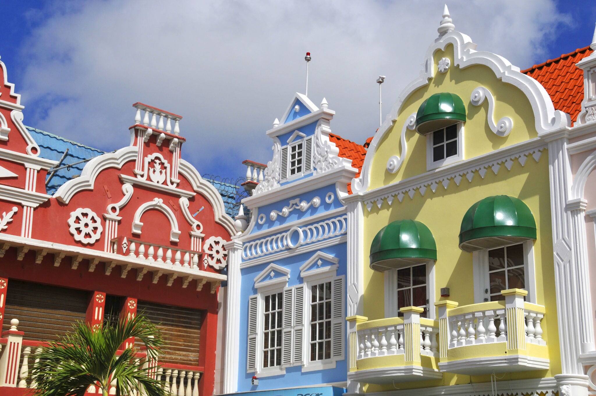 Typical dutch design architecture . Center square in Oranjestad Aruba Caribbean windward islands lesser antillies west indies.