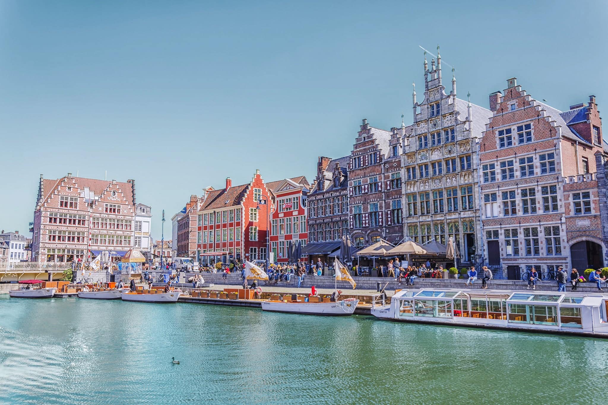 Medieval buildings and houses in Ghent, Belgium.