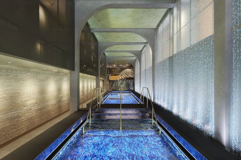 long view of the spa waterfall on Norwegian Luna