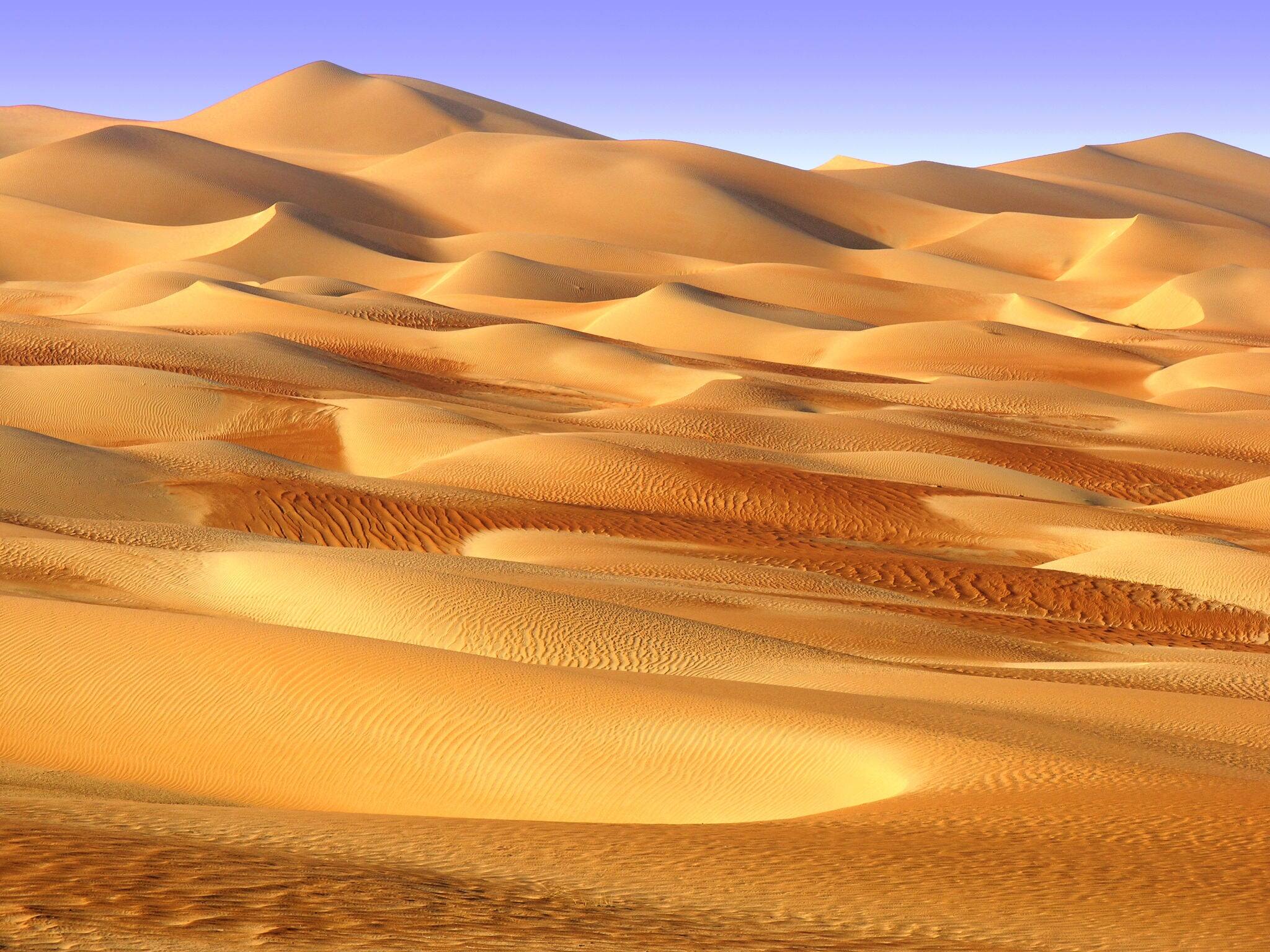 Middle East desert - colourful patterns of the Liwa Desert, which is part of the Rub al Khali Desert or Empty Quarter desert, straddling UAE, Oman, Yemen and Saudi Arabia