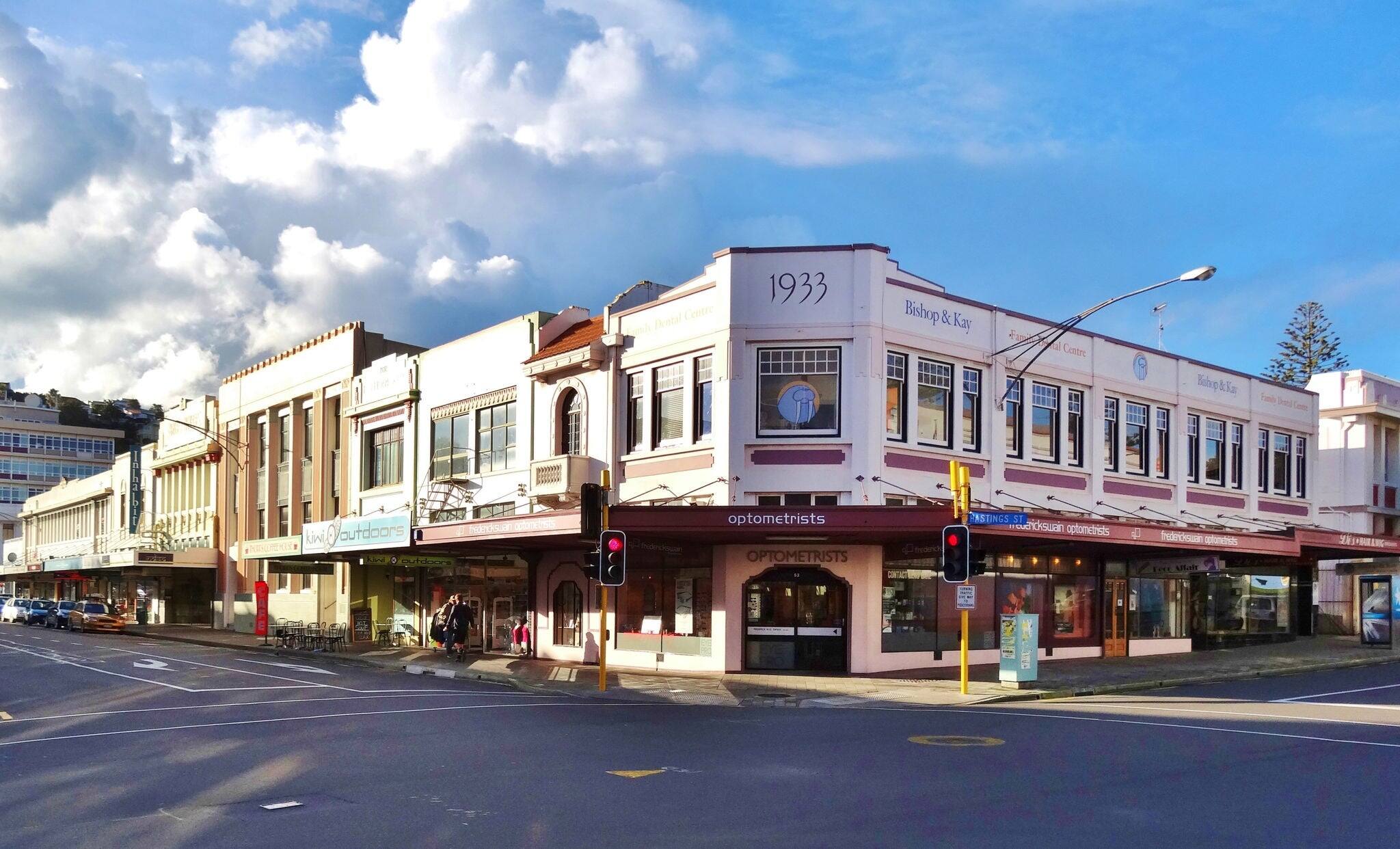 NAPIER, NEW ZEALAND -CIRCA AUGUST 2012- Editorial: Entirely rebuilt after the devastating 1931 Hawke's Bay earthquake, Napier is considered the Art Deco capital of the world.