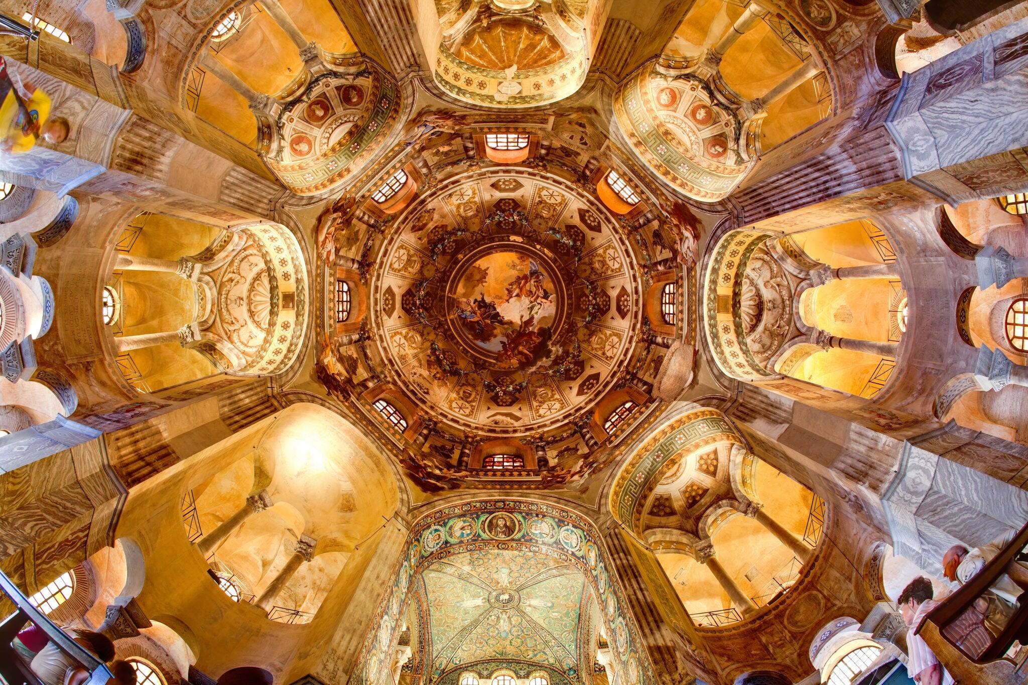 Ancient Byzantine mosaic in the basilica of San Vitale in Ravenna, Italy