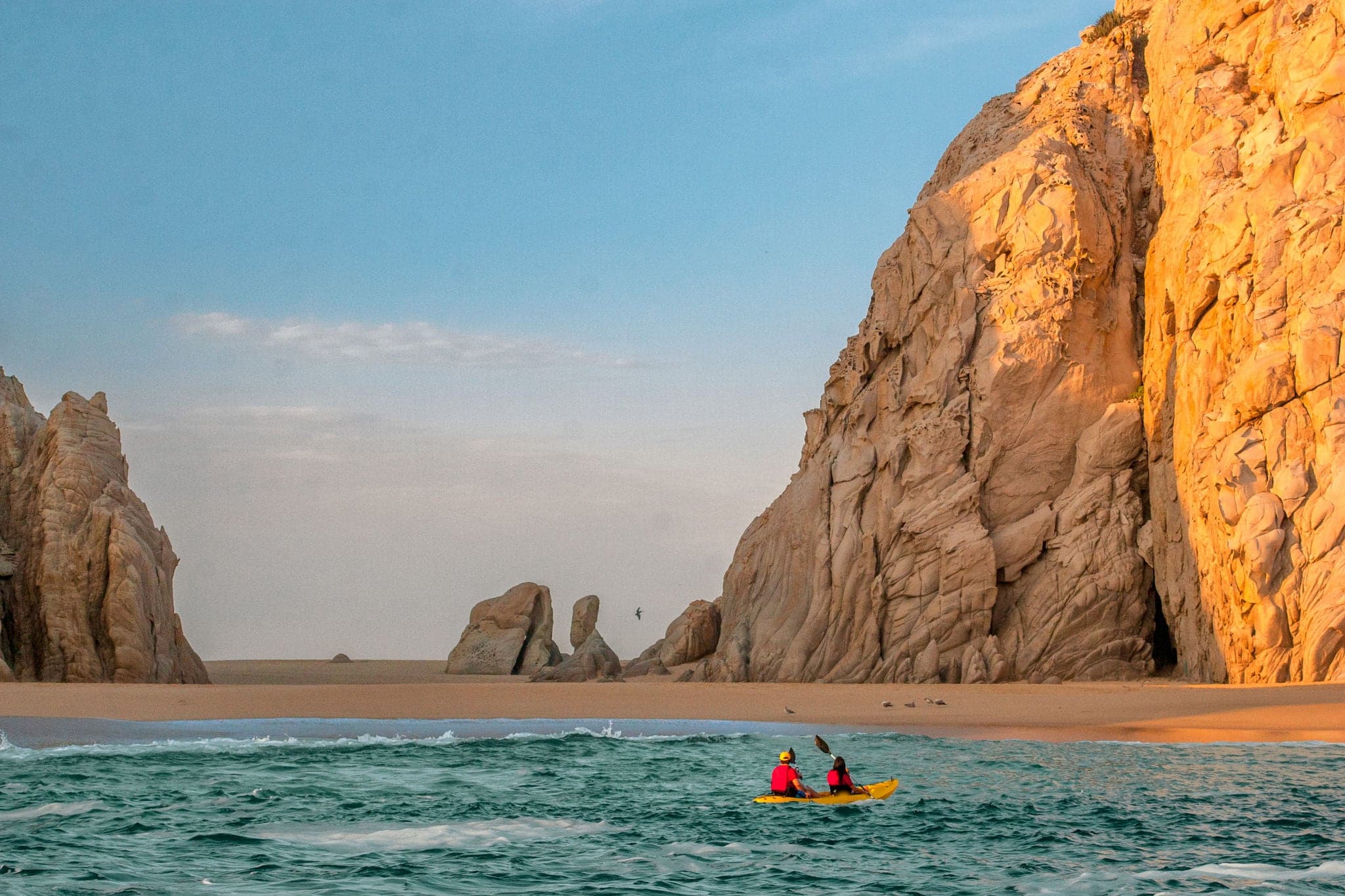 Lovers Beach or la playa del Amor is a beach on Cabo San Lucas that is reached by boat, is famous for snorkeling and is away from the city, the only way​ to get to it is by boat is close to the famous Arch and to the seals rock this a very famous spot in Los Cabos.