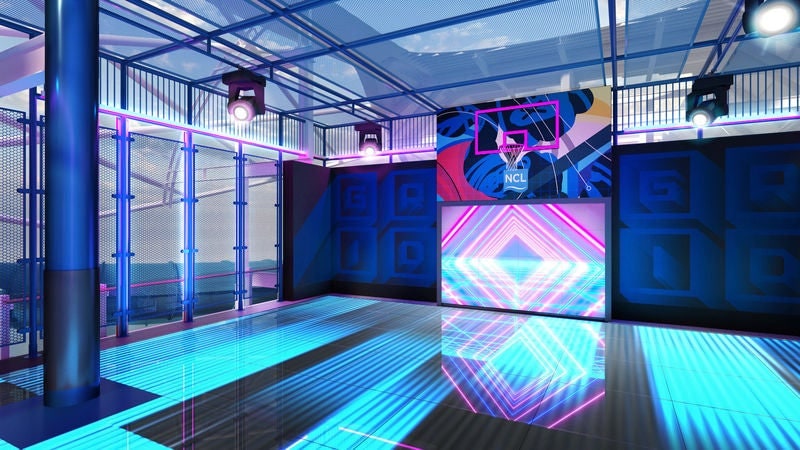 a basketball hoop in the Glow Court on NCL Luna