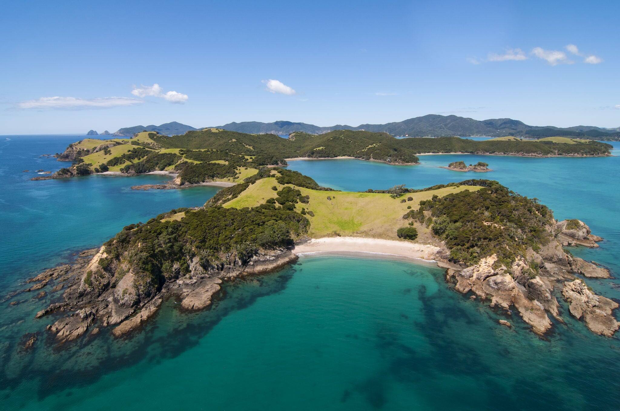 Aerial shot of Urapukapuka Island, Bay of Islands, New Zealand
