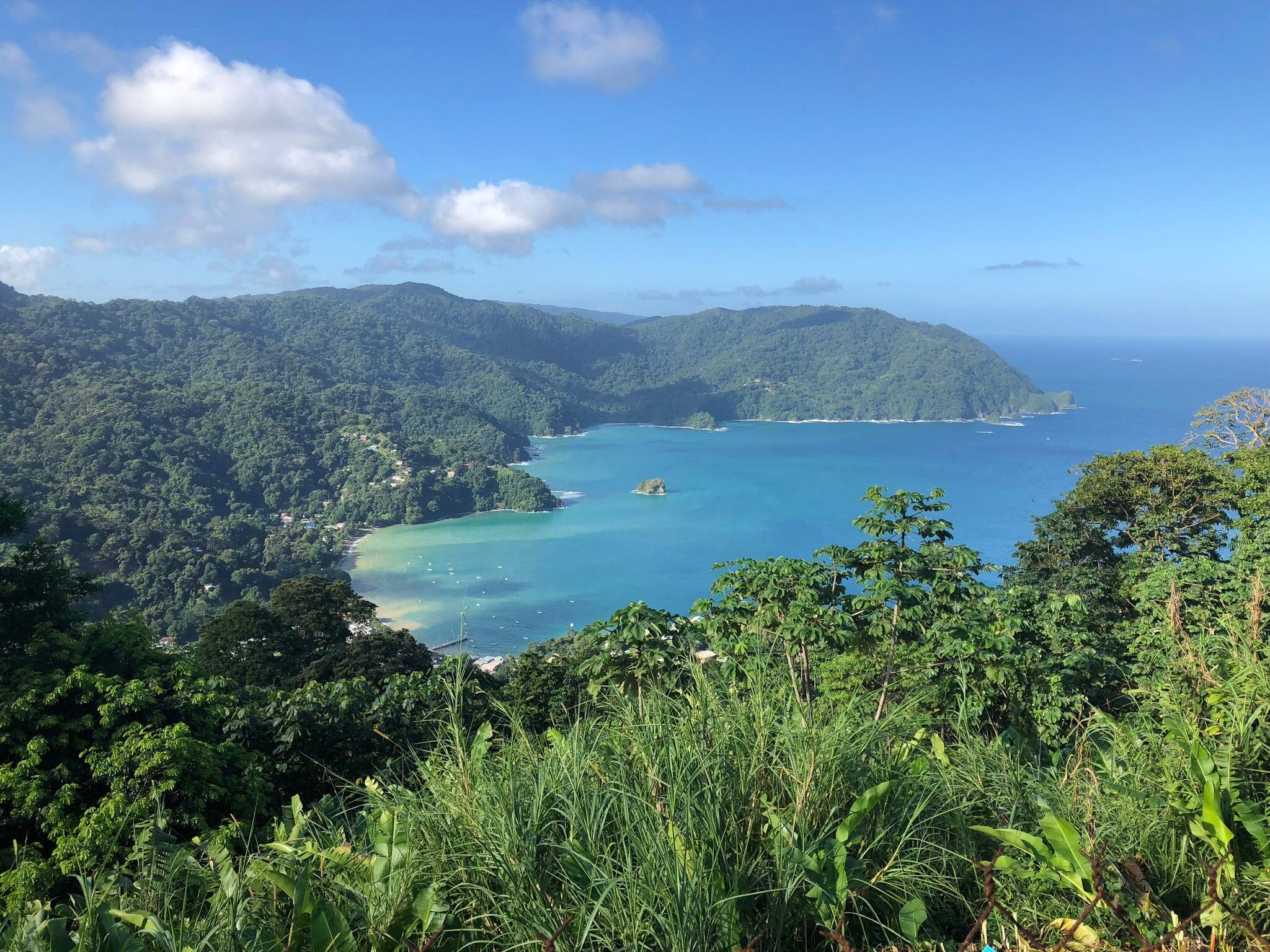 On top of Tobago island ocean view