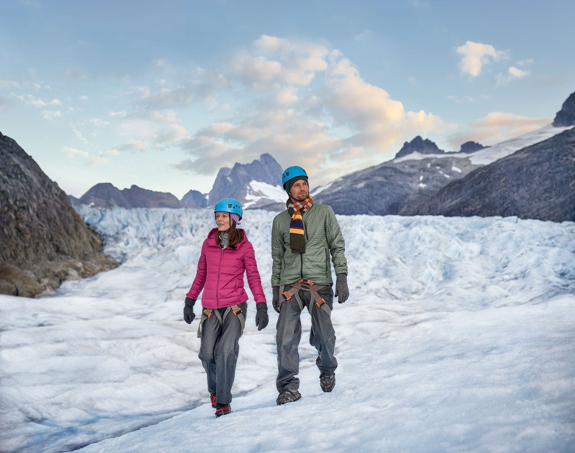 Couple on a glacier in Alaska