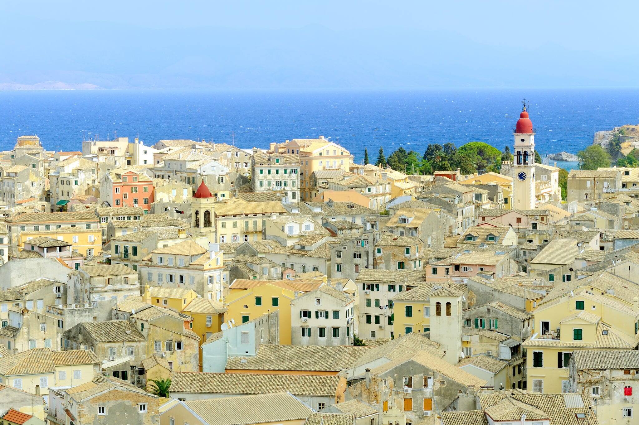City of Kerkyra, aerial view, Corfu island, Greece