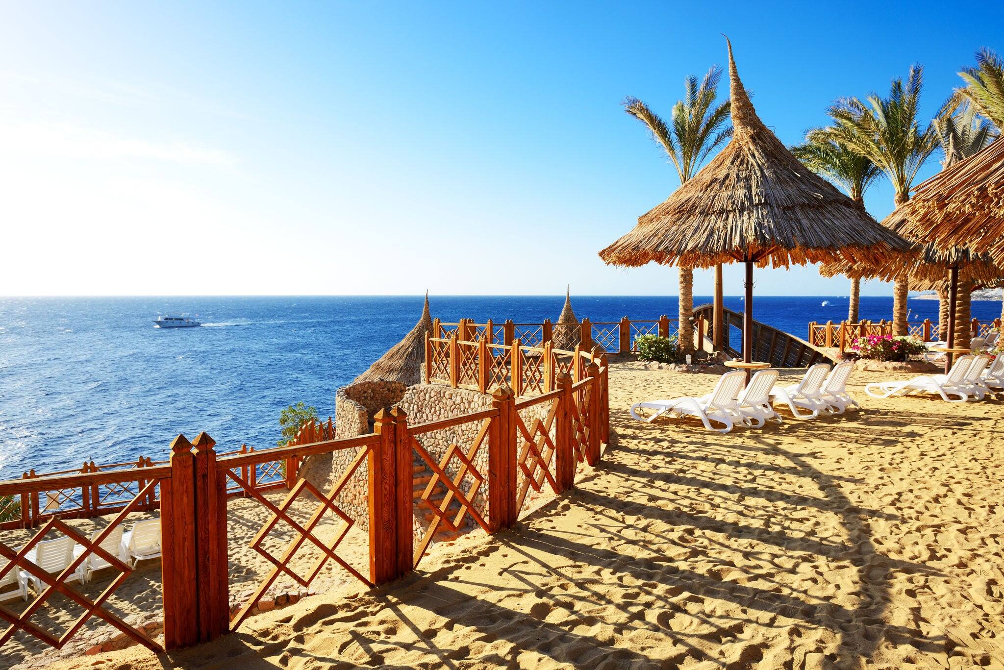 Beach at the luxury hotel, Sharm el Sheikh, Egypt