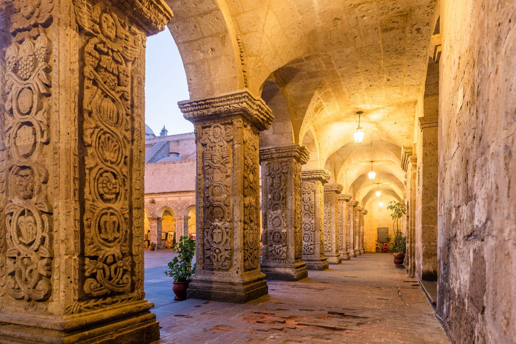Architecture of the Cloisters of the Company of Jesus in Arequipa Peru.