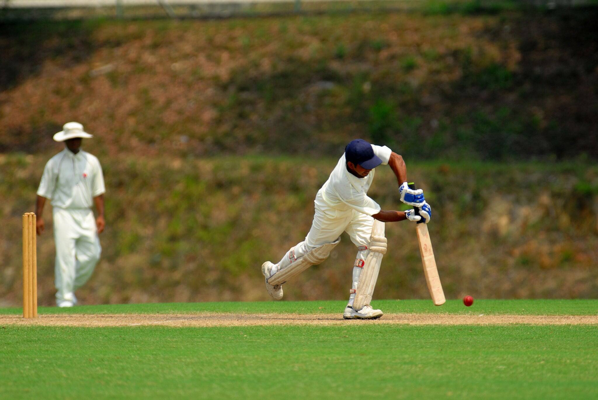 A cricket batsman getting ready to hit
