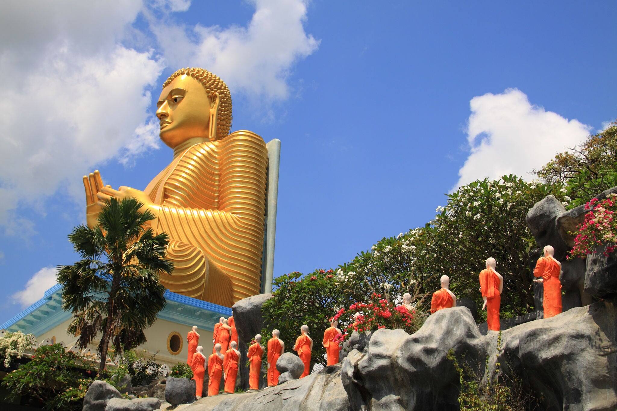 Golden Buddha Statue. UNESCO World Heritage Centre in Sri Lanka