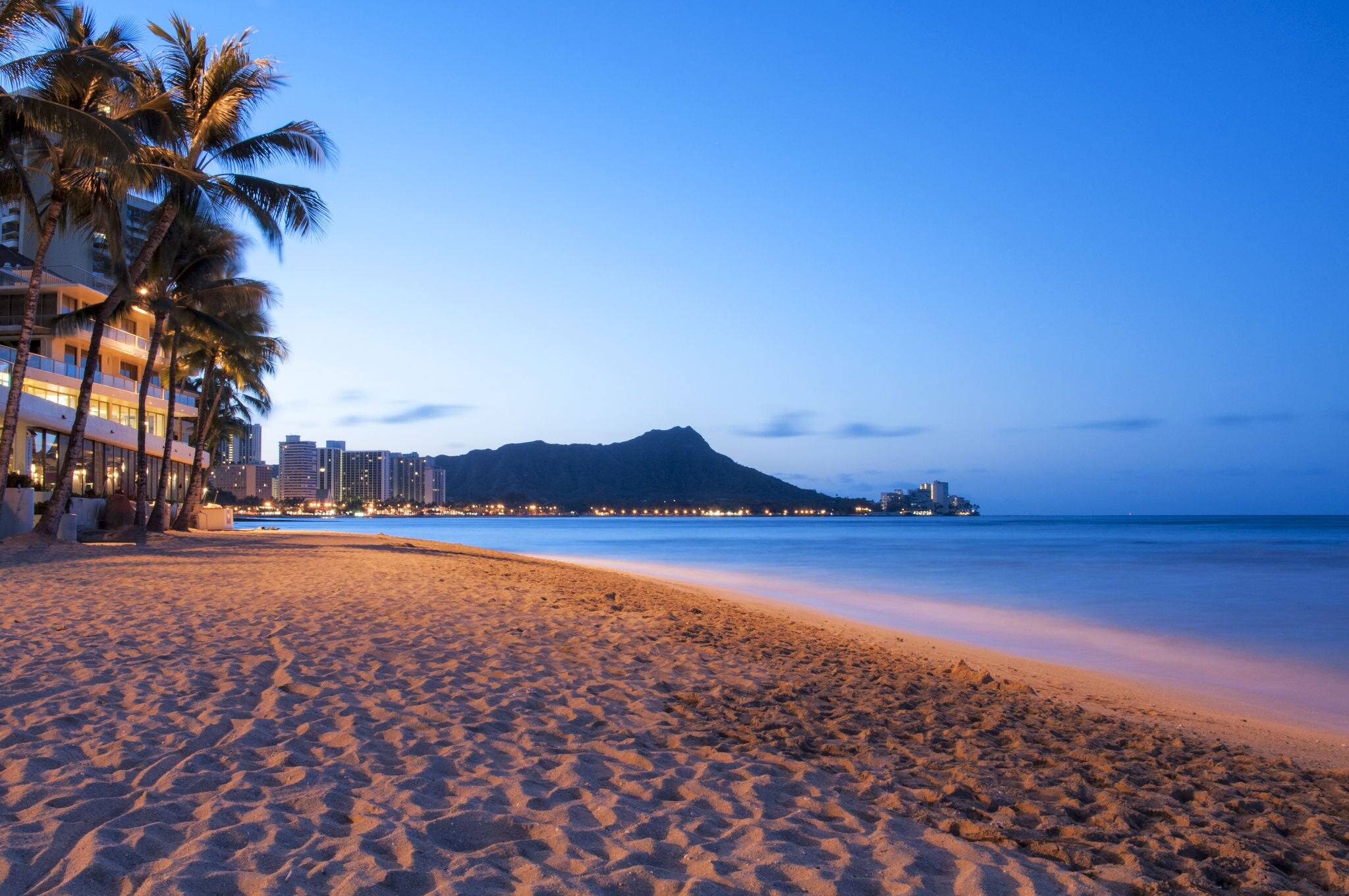 A Waikiki sun rising over Diamond Head, Hawaii