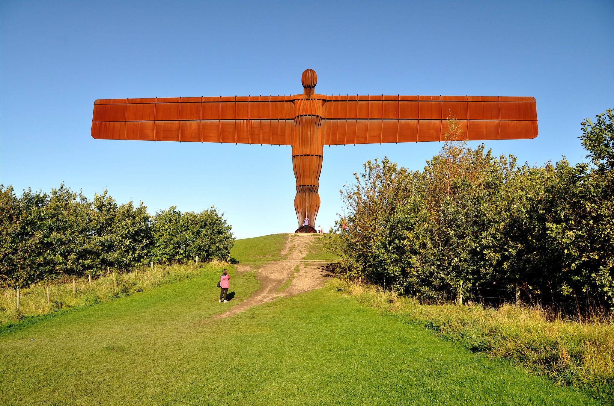 GATESHEAD, UK - OCTOBER 15, 2011. The Angel of the North steel sculpture by Antony Gormley stands 66 feet high with a wing span of 177 feet, at Gateshead, Tyne & Wear, England, UK.