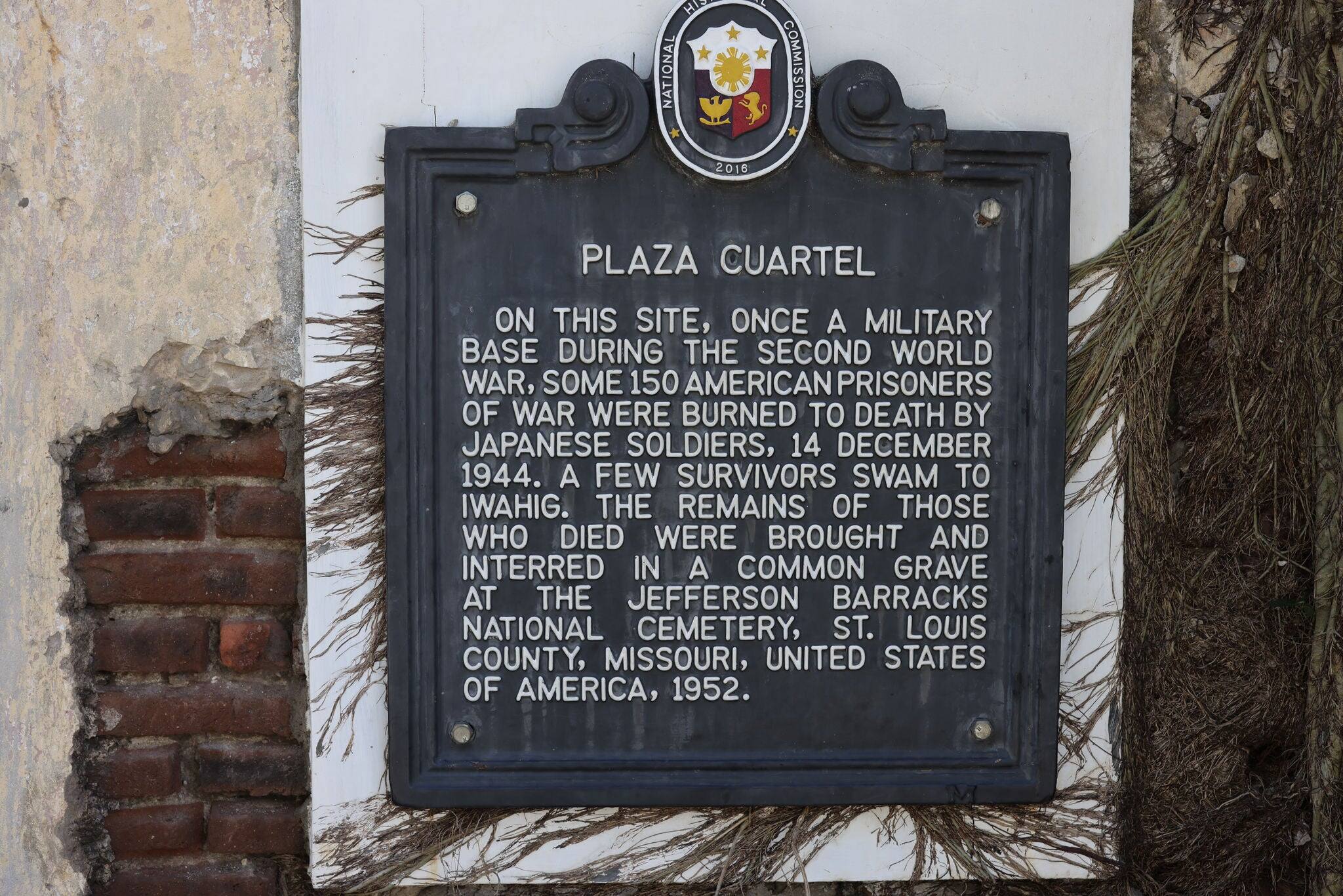 Plaza cuartel military base WW2 sign in palawan on April 4, 2024