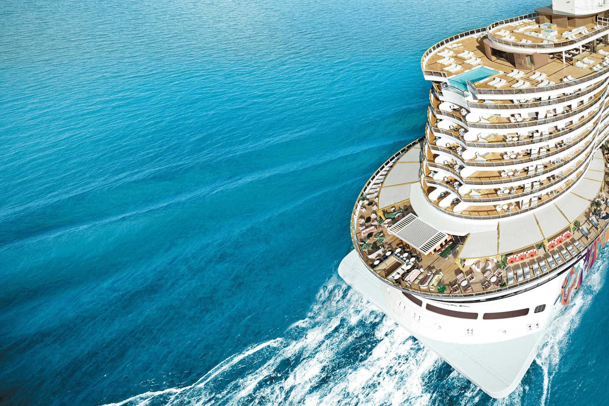 Aerial view of cruise ship