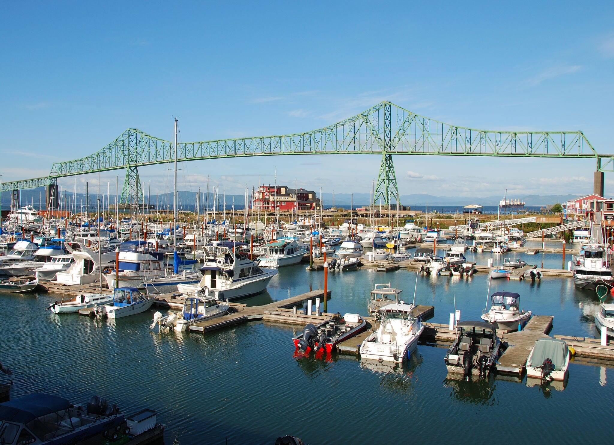 Boats in the working pier area of Astoria Oregon
