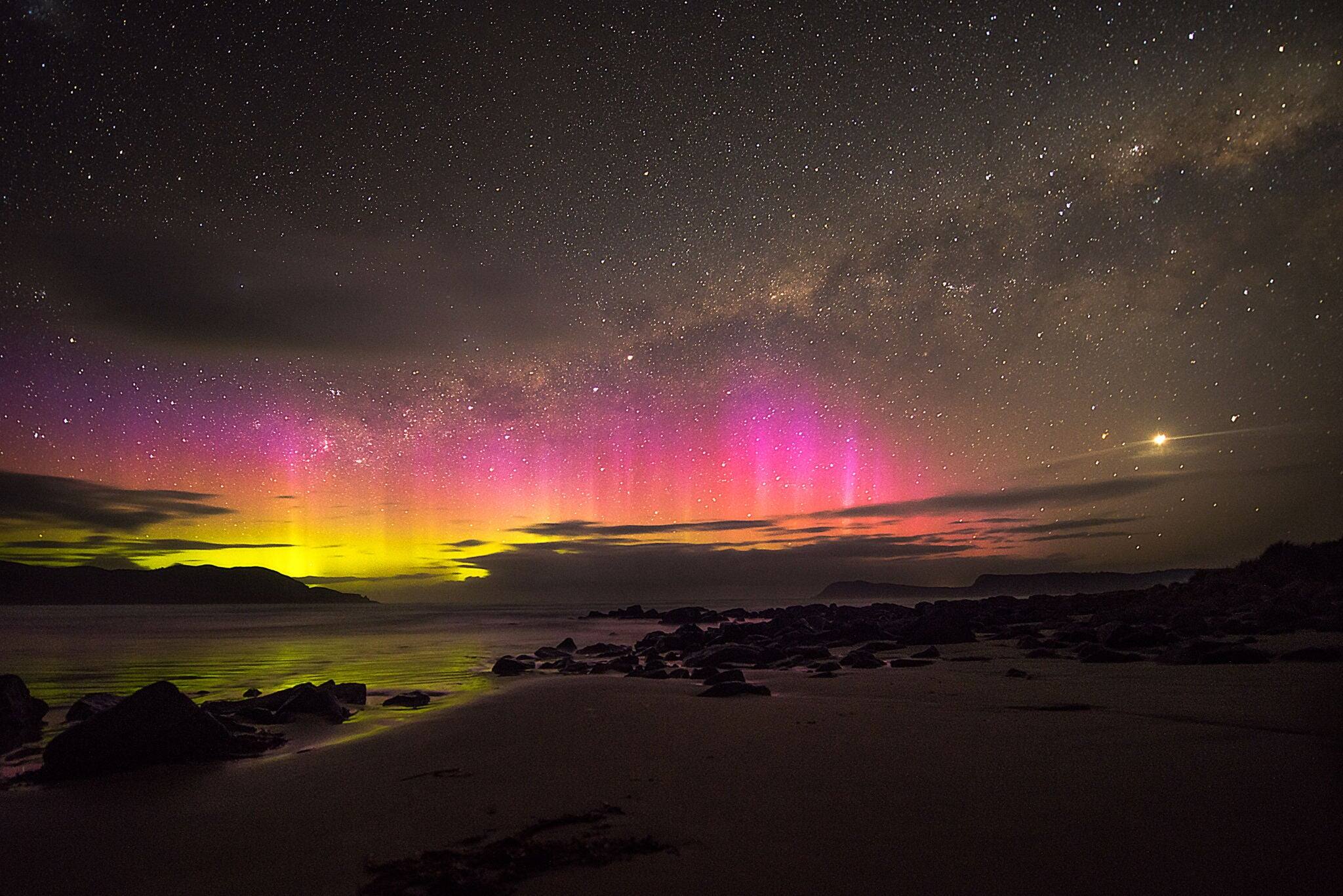 Aurora australis, Cloudy Bay, Tasmania