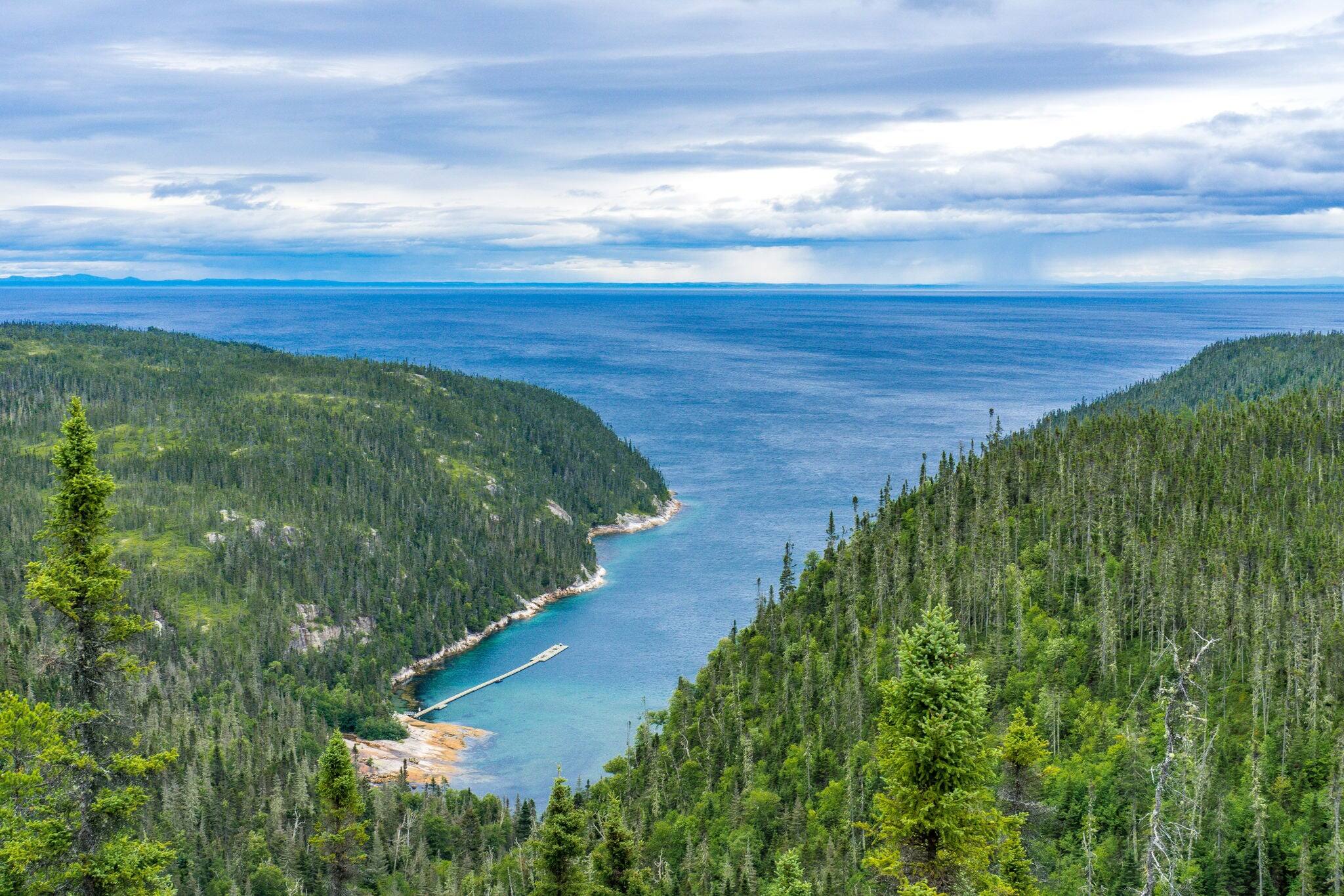 View from St Pancrace Belvedere on the St Pancrace Fjard, near Baie Comeau, Cote Nord of Quebec, Canada