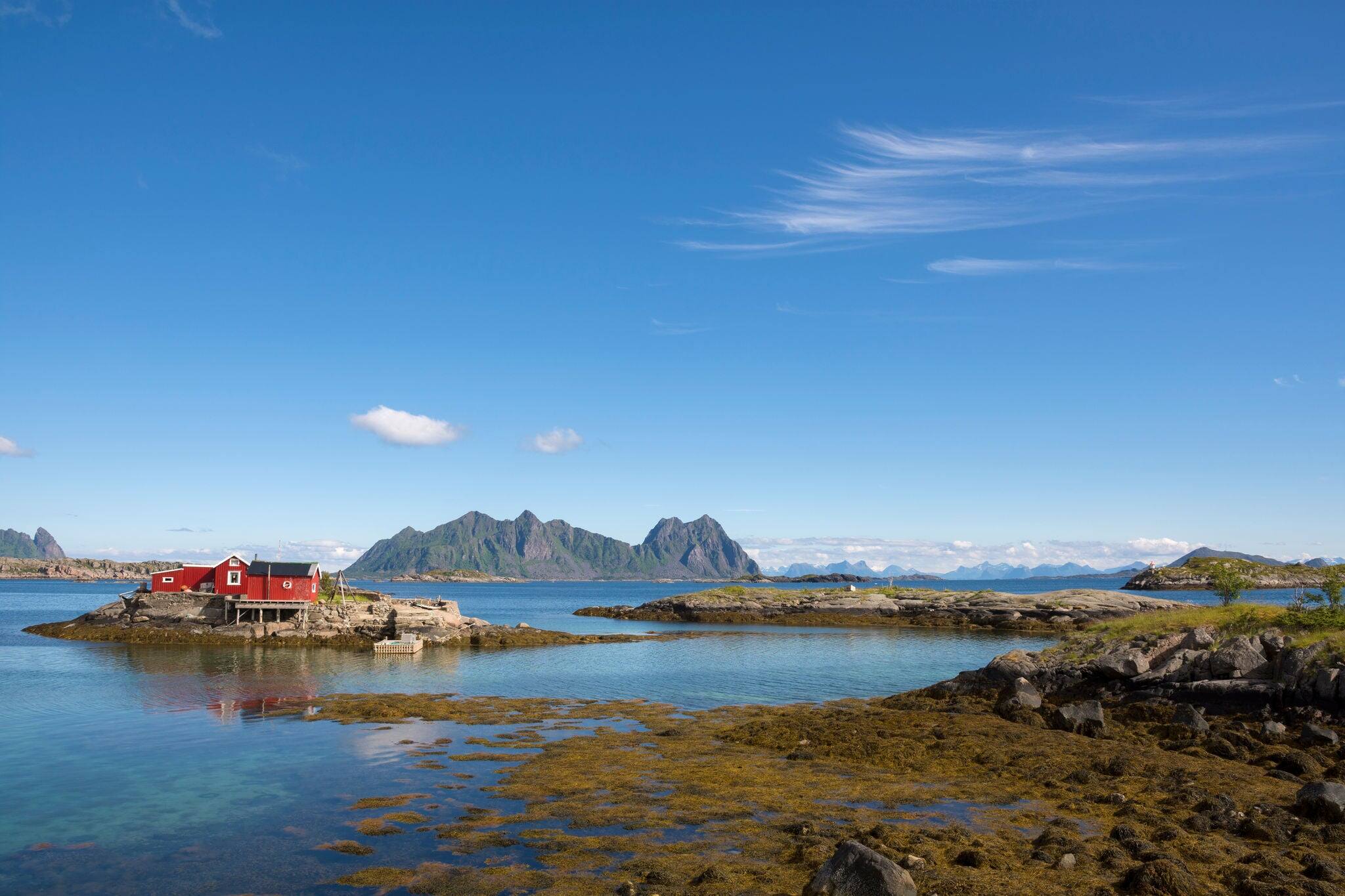 panoramic view of the coast and the islands at Svolvaer in the Lofoten in Norway