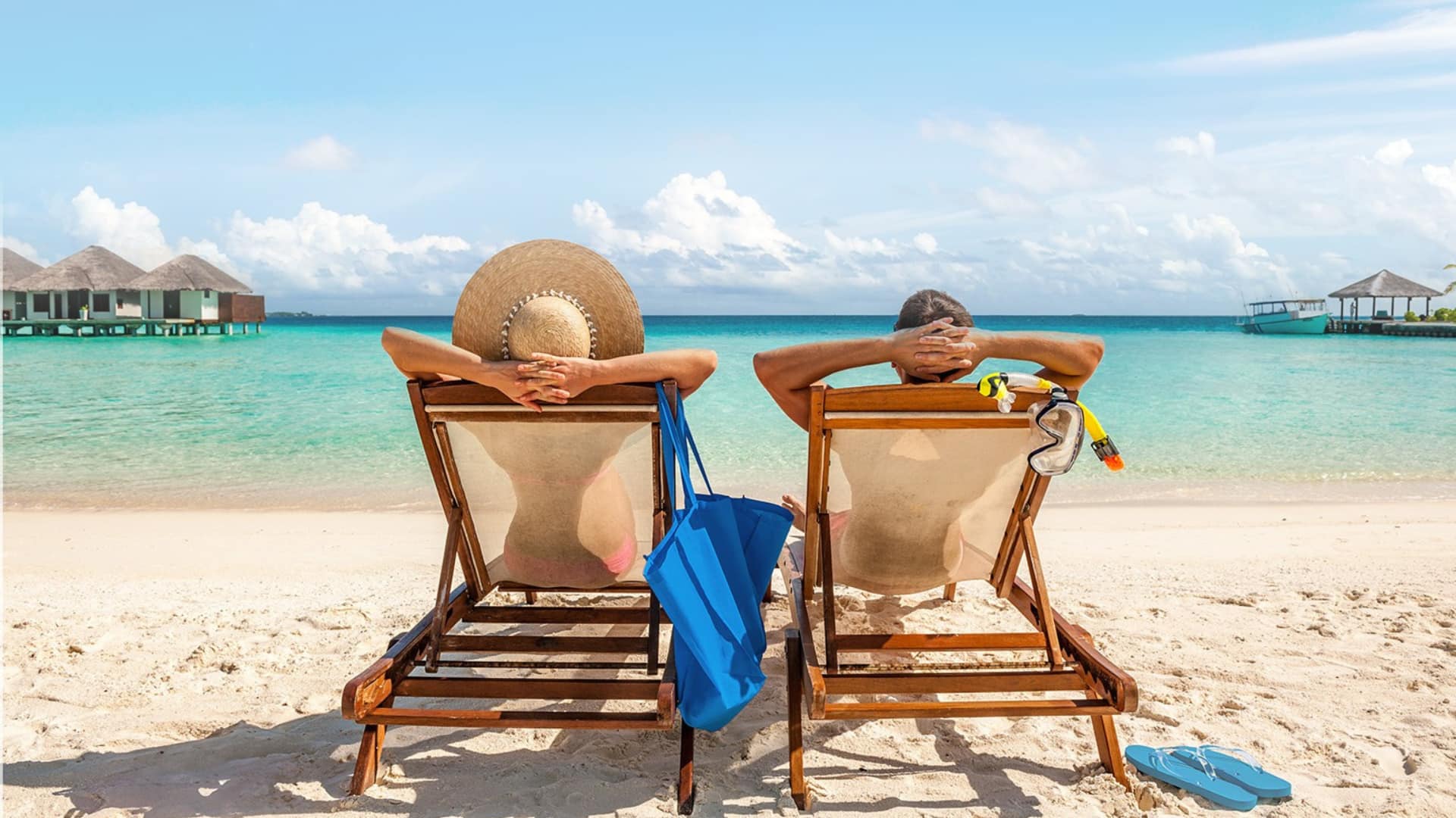 Couple sitting on beach
