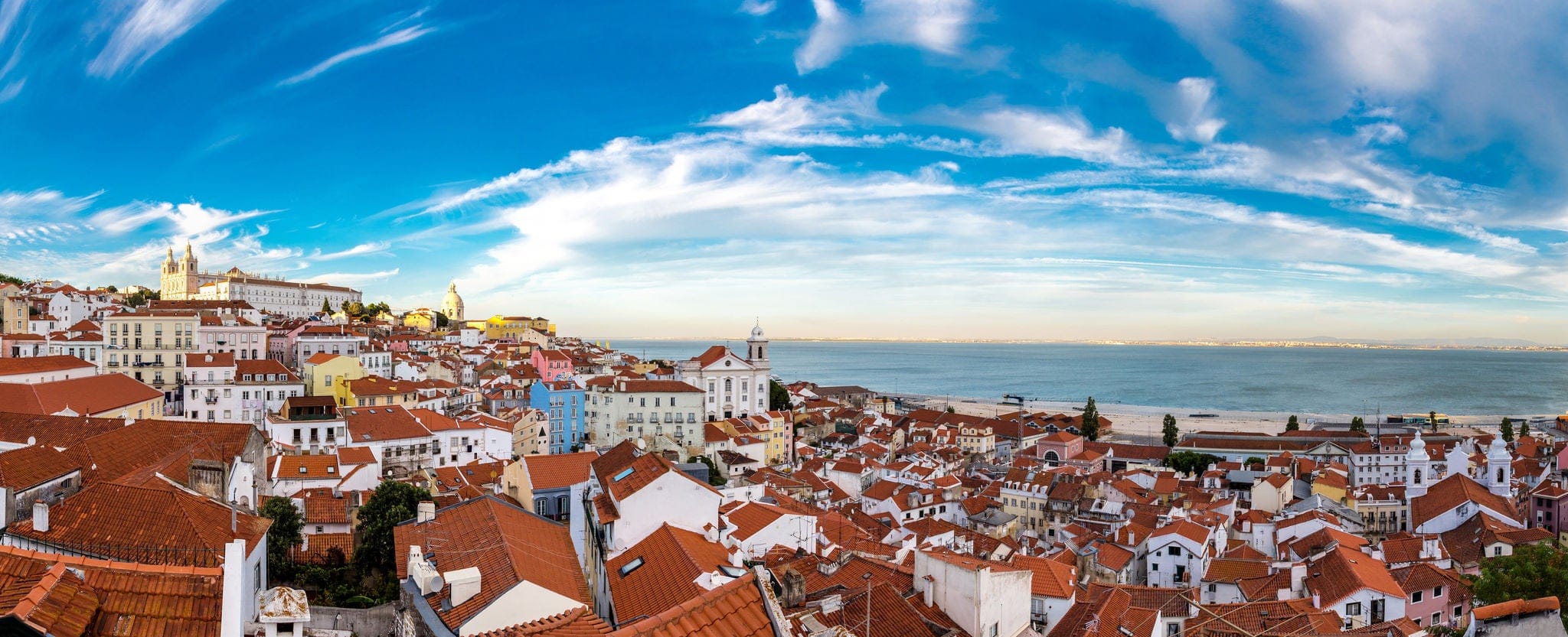 Famous Dome of Santa Engracia and hill Sao Vicente de Fora in a beautiful summer day in Lisbon