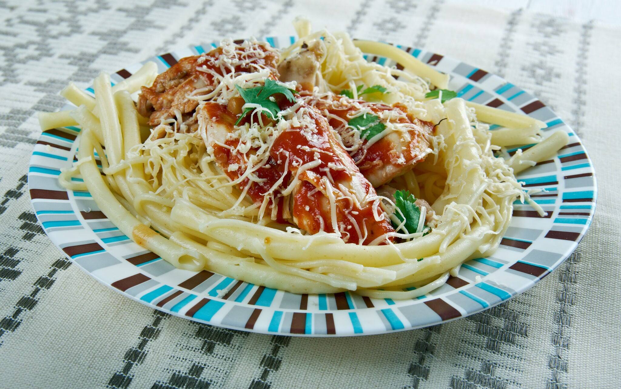 Chicken Pastitsada -  Greek dish. sometimes called pastitsada Korfiatiki.