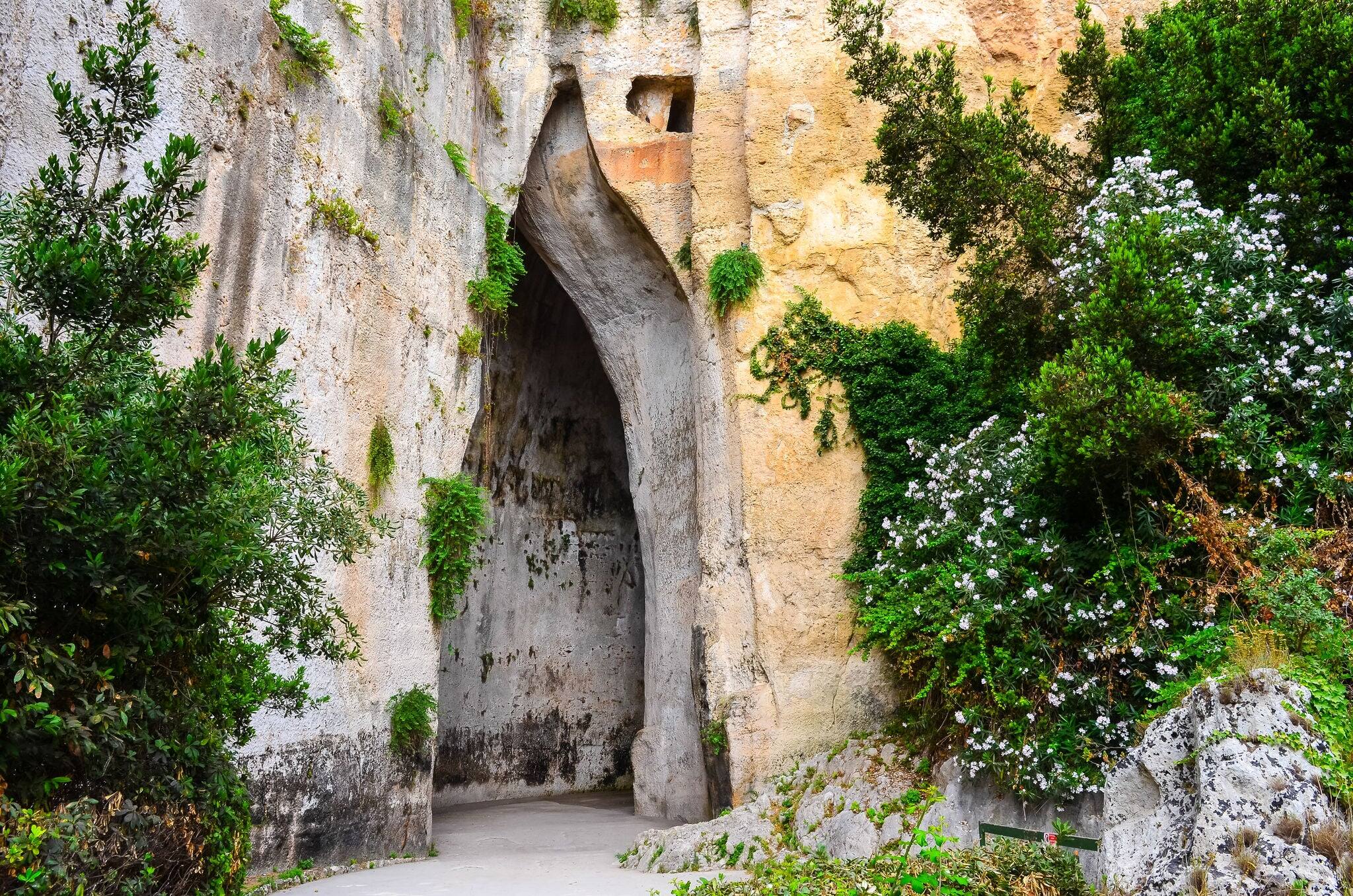 Limeston cave called Ear of Dionysius (Orecchio di Dionigi) on Sicily, Italy
