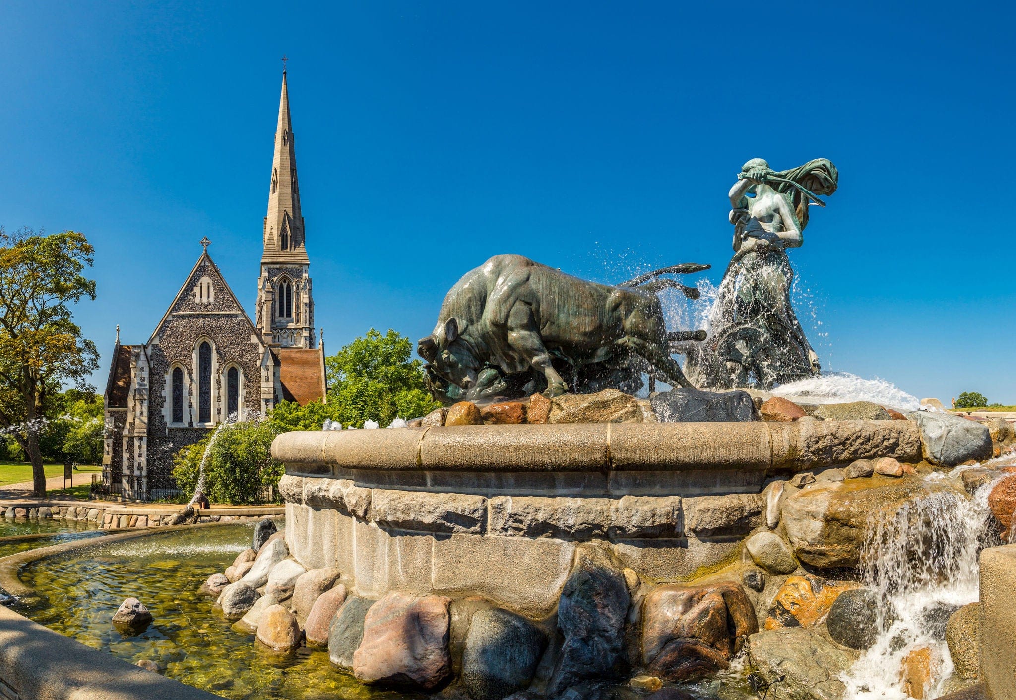 The Gefion fountain is the largest fountain in Copenhagen