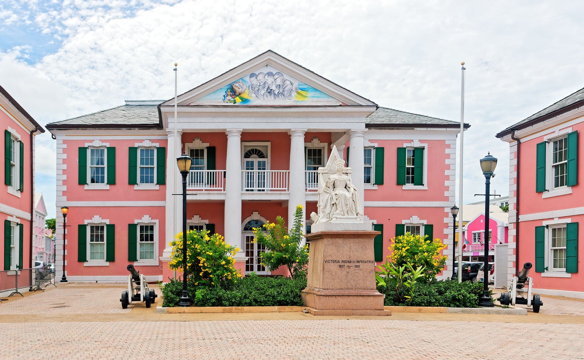 The Parliament Building (Senate) with a young Queen Victoria Statue in Nassau, Bahamas