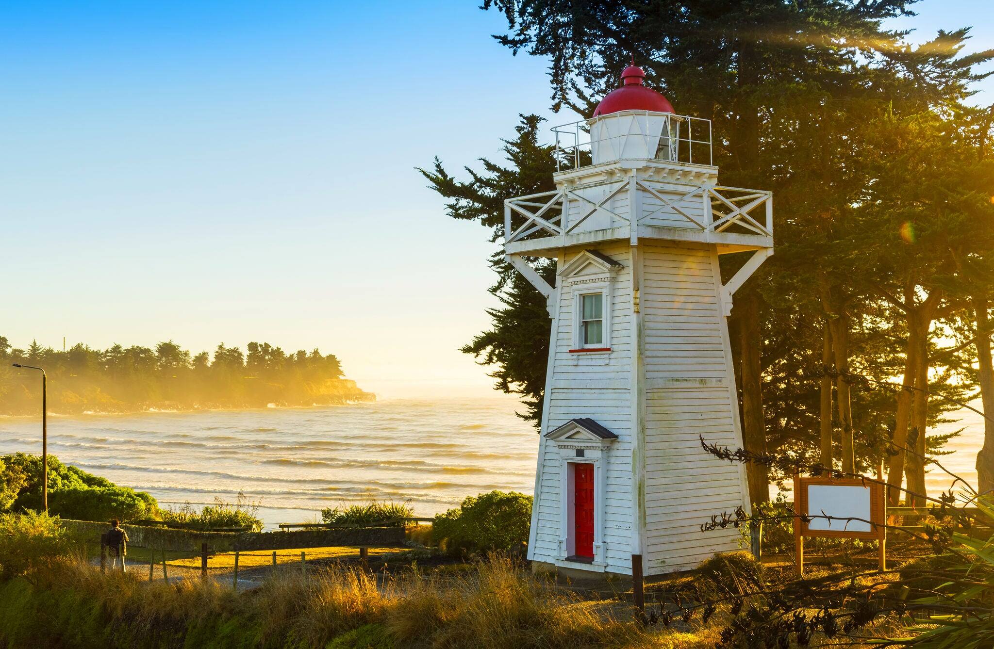 View of Timaru Lighthouse Historical landmark in Timaru, South Island New Zealand; During Morning Time