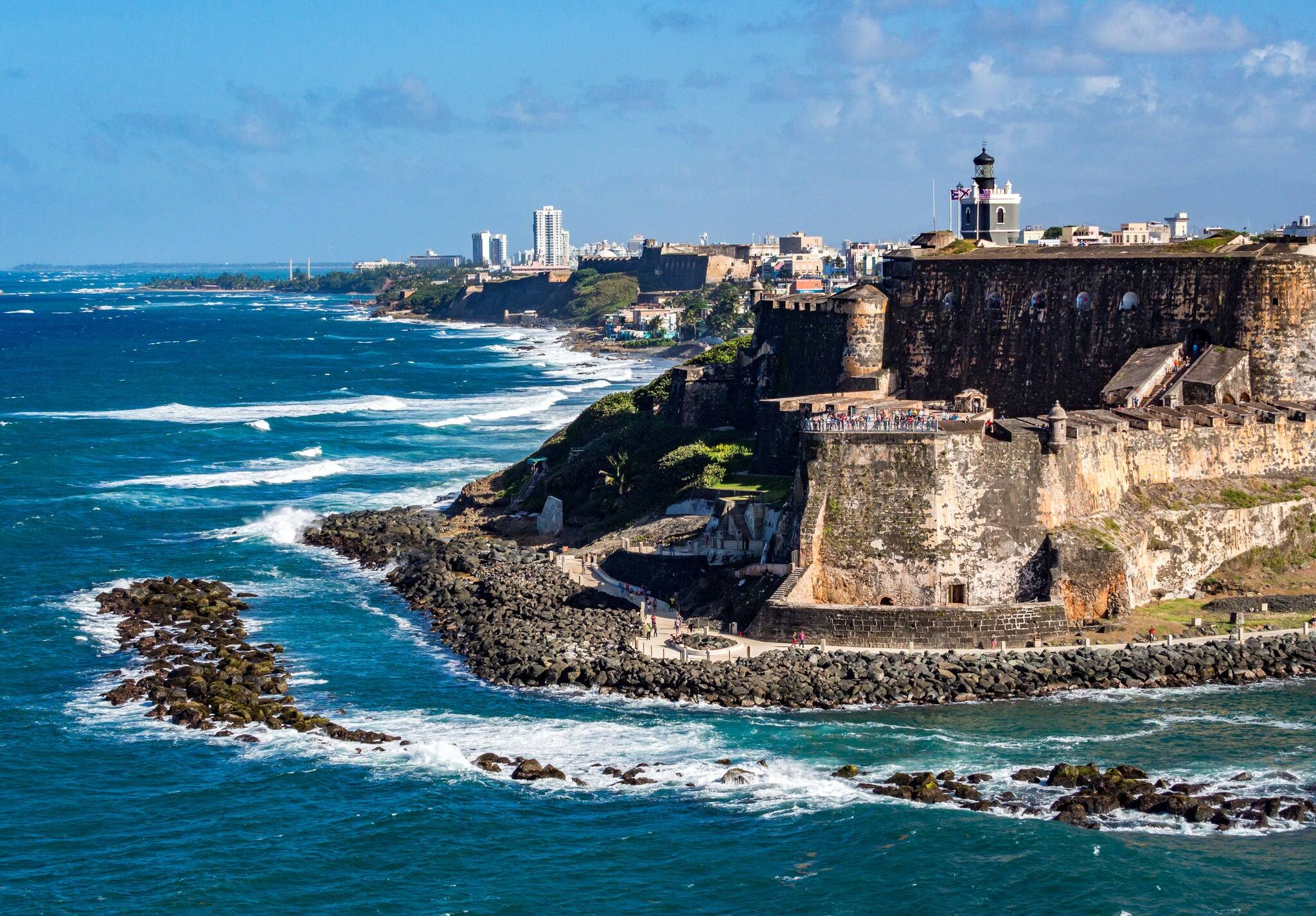 Beautiful view of El Morro, historical ruins in San Juan, Puerto Rico