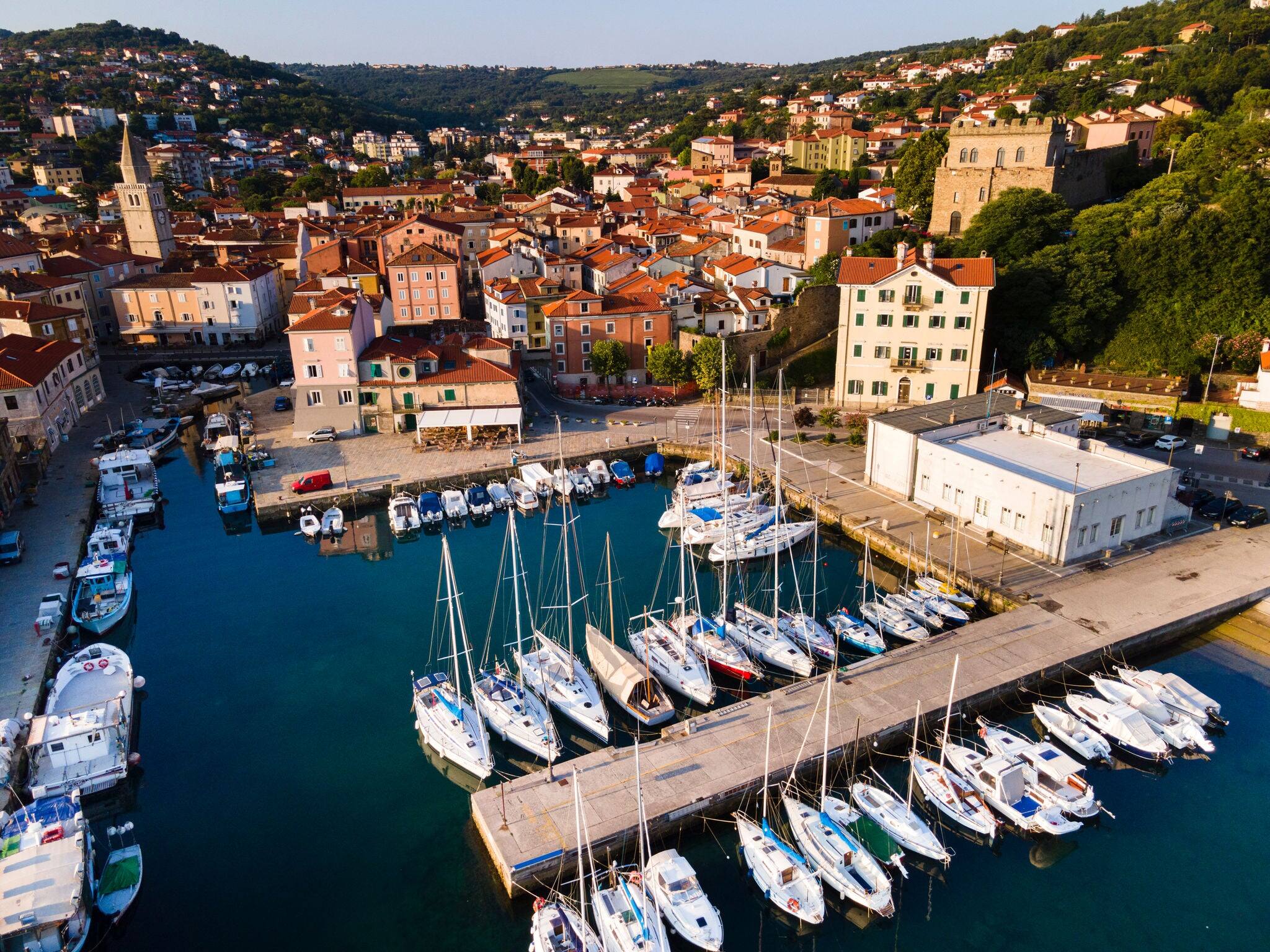 Colorful Muggia Fishing Village near Trieste in Italy.