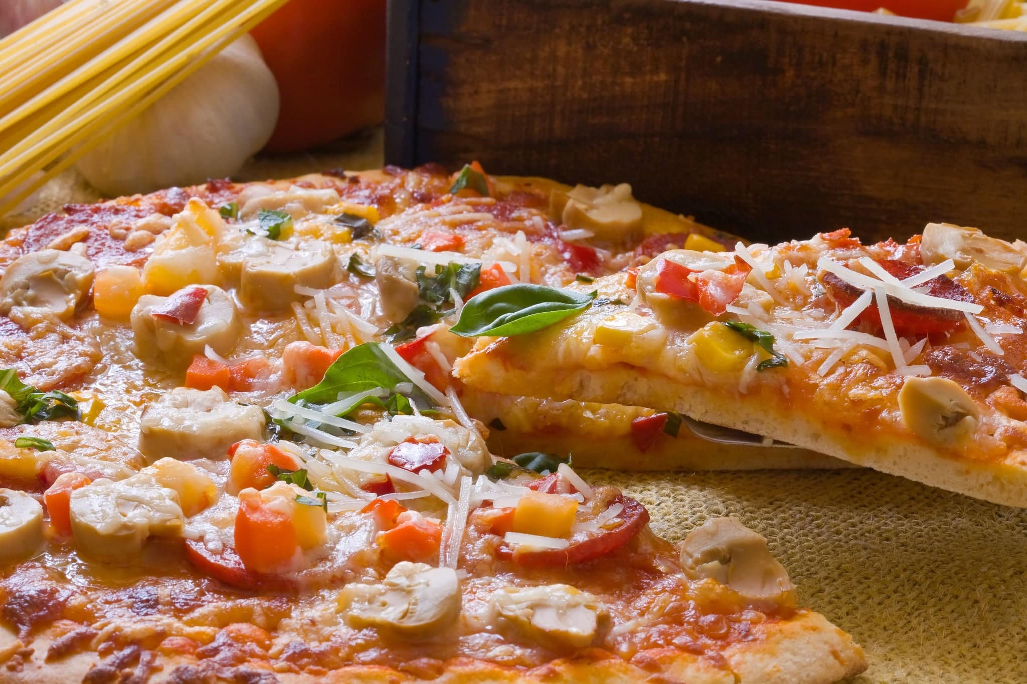 new york style pepperoni pizza with decoration