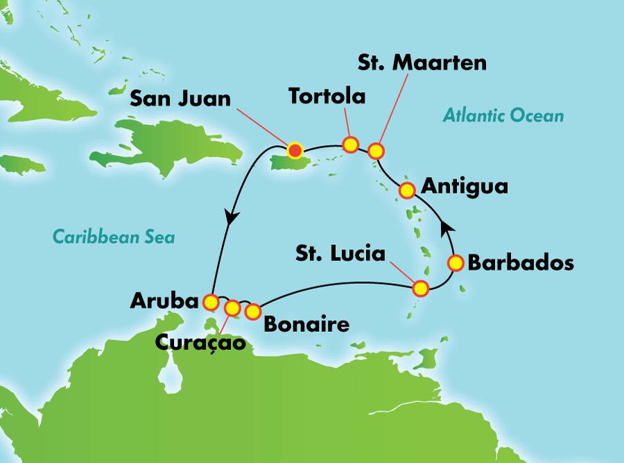 Caribe sur desde San Juan, 10 días Caribe sur desde San Juan, 10 días