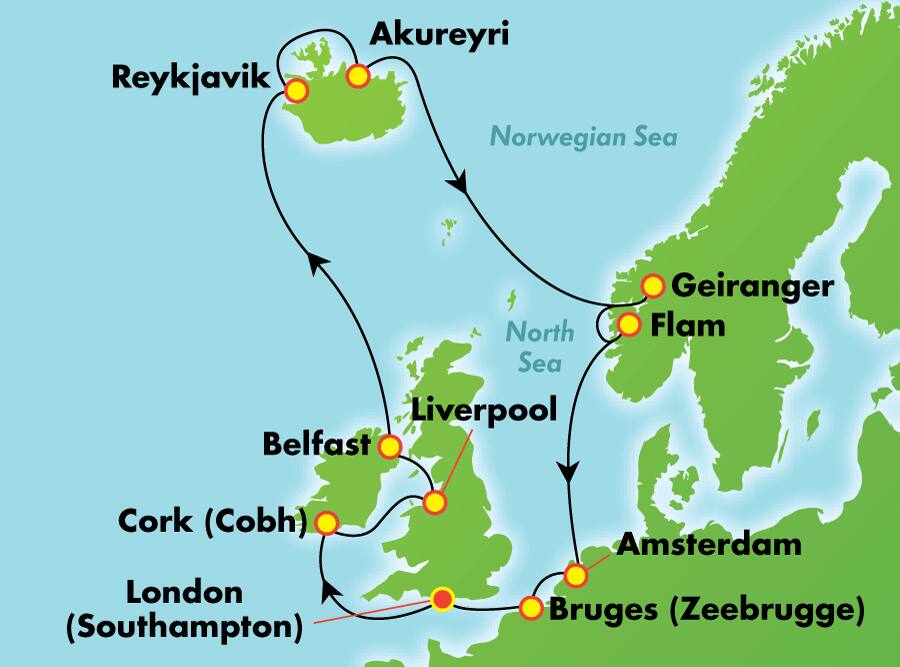 Islandia, Irlanda y Noruega: fiordos místicos desde Londres (Southampton), 14 días Islandia, Irlanda y Noruega: fiordos místicos desde Londres (Southampton), 14 días
