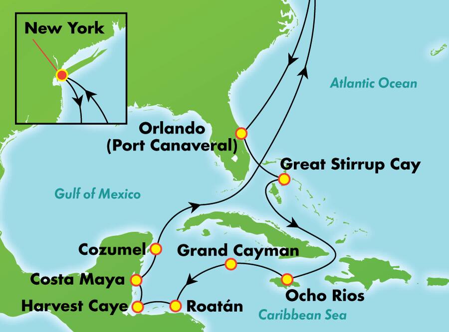 Caribe occidental desde Nueva York, 14 días Caribe occidental desde Nueva York, 14 días