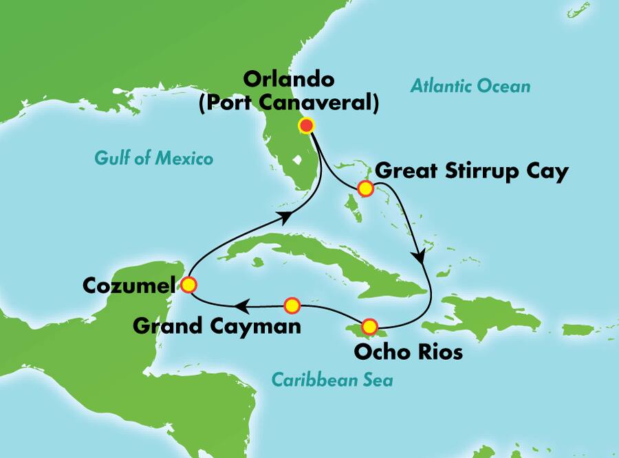 Caribe occidental desde Orlando (Puerto Cañaveral), 7 días Caribe occidental desde Orlando (Puerto Cañaveral), 7 días