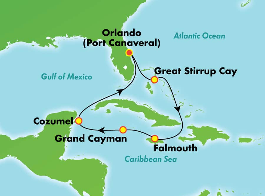 Caribe occidental desde Orlando (Puerto Cañaveral), 7 días Caribe occidental desde Orlando (Puerto Cañaveral), 7 días