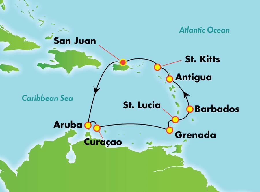 Caribe sur desde San Juan, 10 días Caribe sur desde San Juan, 10 días