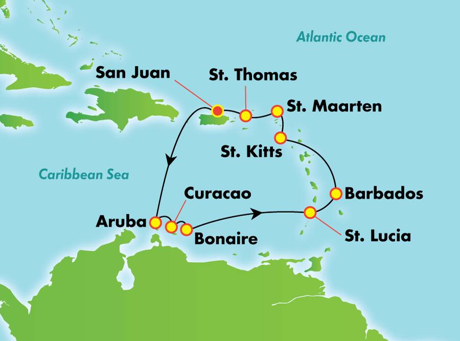 Caribe sur desde San Juan, 10 días Caribe sur desde San Juan, 10 días
