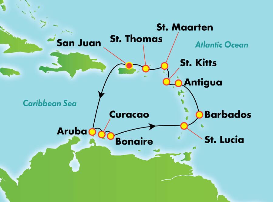 Caribe sur desde San Juan, 11 días Caribe sur desde San Juan, 11 días