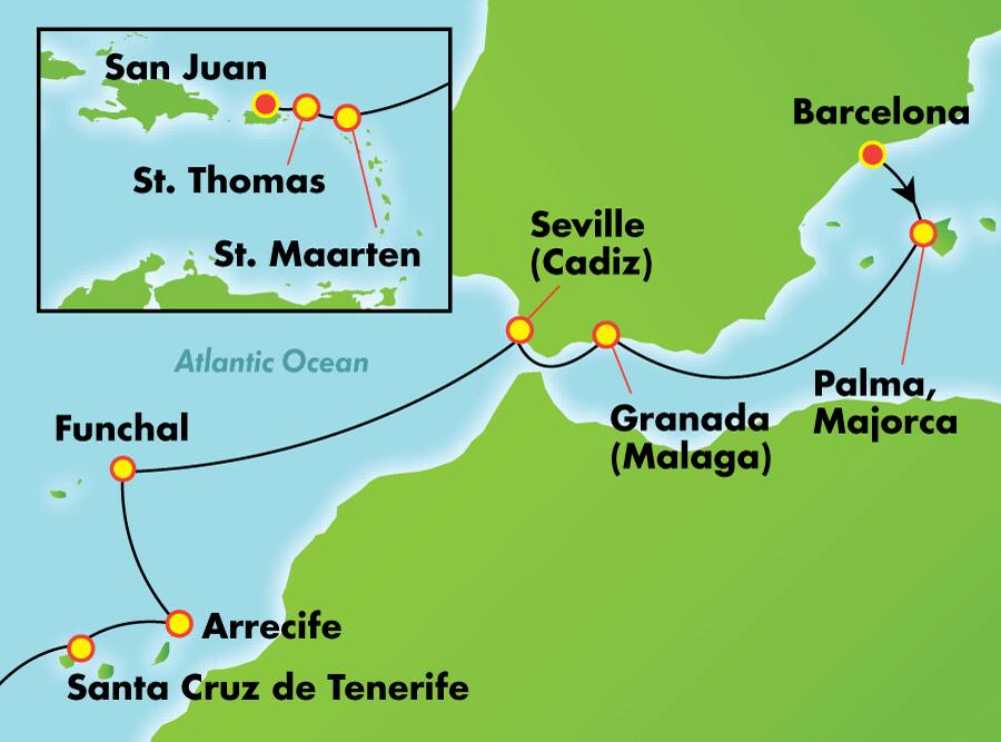 Transatlántico desde Barcelona, 16 días Transatlántico desde Barcelona, 16 días