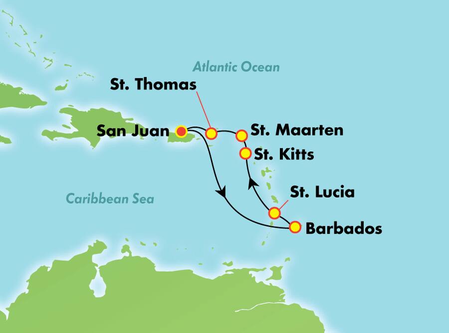 Caribe sur desde San Juan, 7 días Caribe sur desde San Juan, 7 días