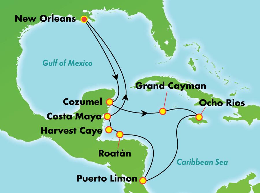 Caribe occidental desde Nueva Orleans, 12 días Caribe occidental desde Nueva Orleans, 12 días